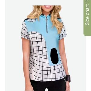 Jamie Sadock Light Blue and Black Grid Short Sleeve Top! New without tags!